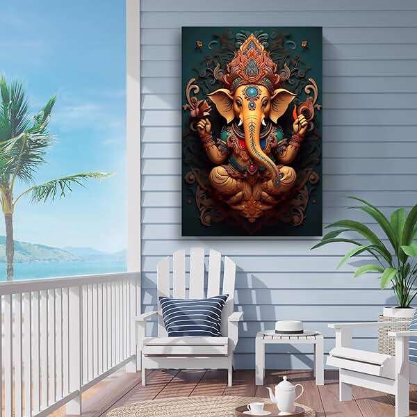 cjkhgdoi Ganesh Wall Art, Hindu Wall Decor, Panoramic Ganesh Wall Decor For Living Room Poster Ready To Hang (Unframed,24×36 inch) - Image 4