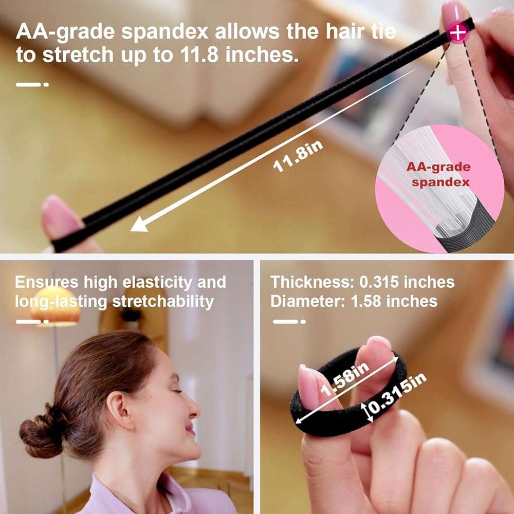 120pc Hair Ties No Damage Snag Free for Thick Hair | soft,ouchless,seamless,thick,strong hold,no-slip grip,elastics ponytail holders for women(Classic 5 Colors) - Image 2