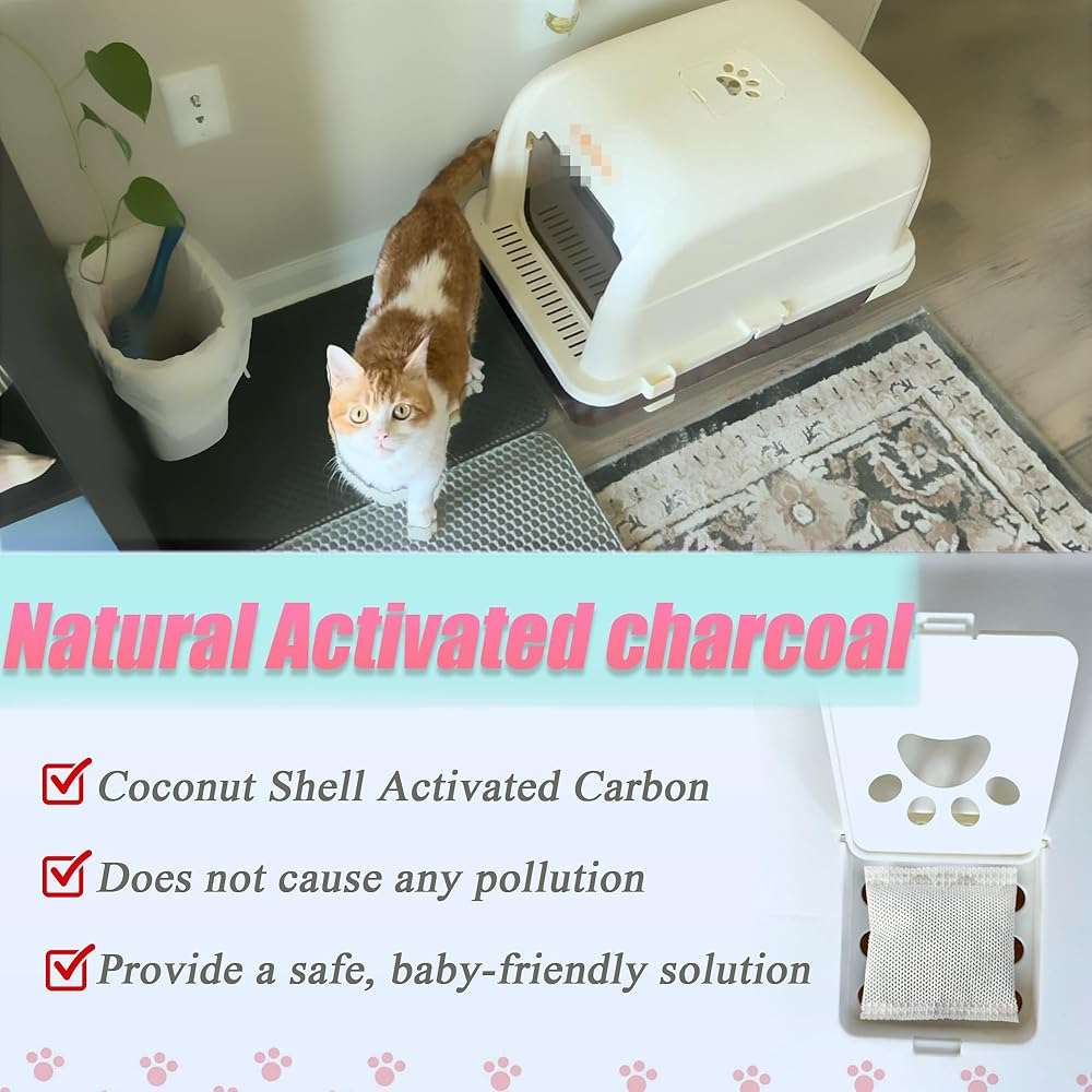 PurifyLogix 12 Pack Universal Odor Eliminator for Hooded Cat Litter Box, Natural Activated Charcoal Filters Refills, Cat Toilet Odor Control Replacement for Automatic Litter Box - Image 5