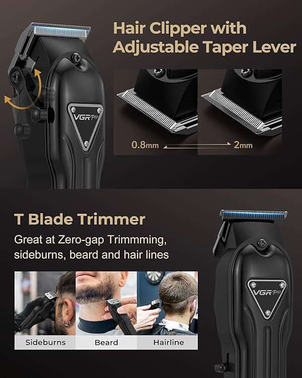 VGRPRO Electric Hair Clippers for Men, Cordless Clipper and Trimmer Set, Clippers for Hair Cutting Kit with Long Battery Life, Hair Grooming Trimmer for Family Kids and Self-Haircut Use - Image 2