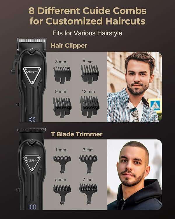 VGRPRO Electric Hair Clippers for Men, Cordless Clipper and Trimmer Set, Clippers for Hair Cutting Kit with Long Battery Life, Hair Grooming Trimmer for Family Kids and Self-Haircut Use - Image 5
