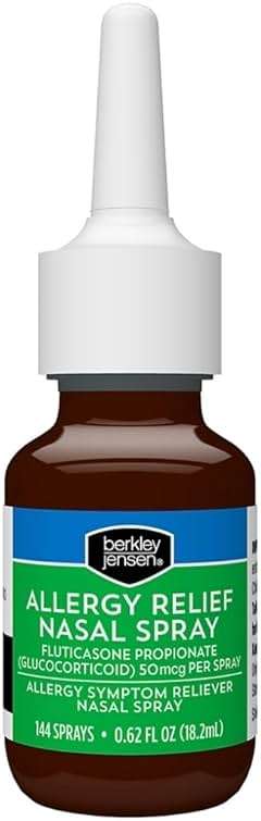 berkley jensen 24-Hour Allergy Relief Nasal Spray, Fluticasone Propionate (Glucocorticoid), 50 mcg, Full Prescription Strength, Non-Drowsy, 4 Bottles x 144 Metered Sprays, 0.62 Fl OZ per Bottle - Image 6