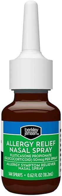 berkley jensen 24-Hour Allergy Relief Nasal Spray, Fluticasone Propionate (Glucocorticoid), 50 mcg, Full Prescription Strength, Non-Drowsy, 4 Bottles x 144 Metered Sprays, 0.62 Fl OZ per Bottle - Image 7
