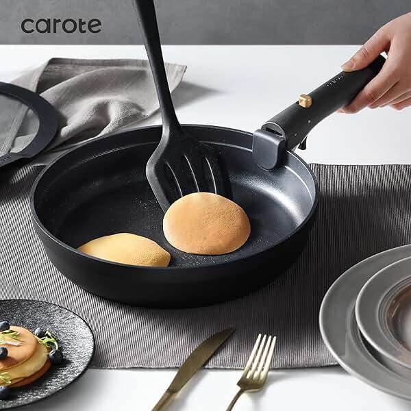 CAROTE 20pcs Pots and Pans Set Non Stick, Nonstick Cookware Set, Dishwasher/Oven/Fridge Safe Pots and Pans, Removable Handle RV Oven Safe Cookware, Induction Kitchen Set, Black - Image 2