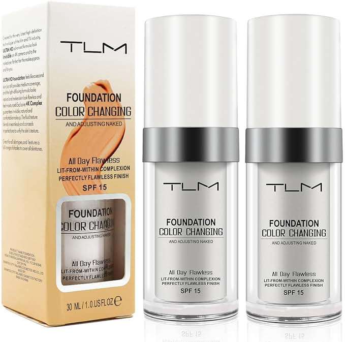 2PCS TLM Color Changing Foundation, Flawless Colour Changing Warm Skin Tone Liquid Foundation for Mature Skin, Waterproof Moisturizing Foundation Makeup Base Nude Concealer Full Coverage SPF15 - Image 8