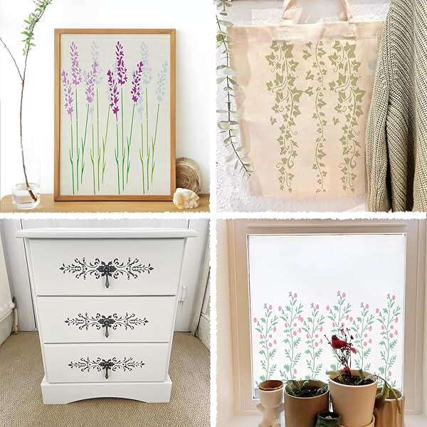 Large Border Flower Stencils for Painting Floral Leaf Stencil Dragon Vine Background Template Paint Stencils for Painting on Wood Burning Art Craft Canvas Furniture Wall (edge14) - Image 5