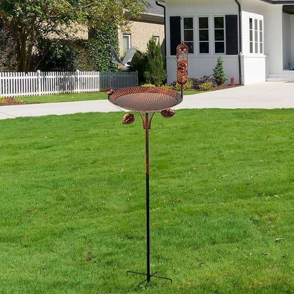 dreamysoul Metal Bird Baths for Outside, 46 Inches Tall Freestanding Birdbaths with Birdfeeder, 5-Pronged Bird Bath for Outdoors Garden Yard Patio Decor - Image 8
