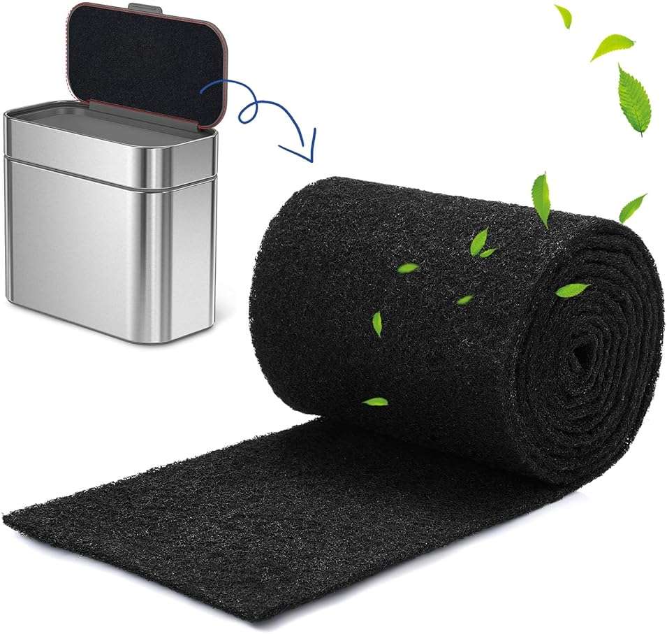 Reallnaive Square Compost Bin Charcoal Filters 78.7 x 5.5 Inch, Activated Carbon Filter Sheet Thickening Trimmable for Compost Bucket Compost Pail Countertop Recycle Bin - Image 1