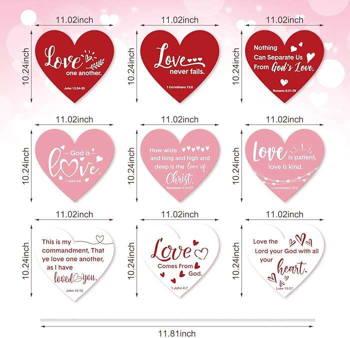 Beeveer 9 Pcs Christian Valentine's Day Yard Sign for Outdoor Decorations Jesus Bible Verse Hearts Lawn Decor with Stakes Heart Decoration for Wedding Shower Supplies Garden Pathway Walkway Love Decor - Image 2