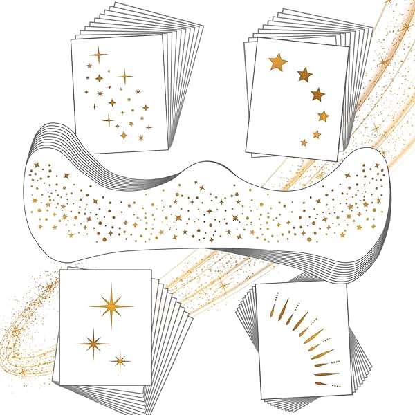20 Pcs Gold Face Makeup Patches, Glitter Freckles Face Tattoo for Teenagers & Young Women, Sparkle Freckles Makeup Patches, Waterproof Face Glitter Freckles for for Christmas(Gold) - Image 1