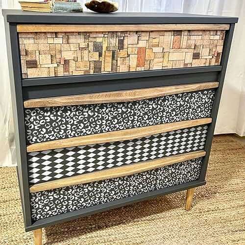 Cubist Mixed Media Layering Stencils for Painting on Wood, Texture Demask Leaf Tree Brick Striped Background Pattern Stencils for Crafts Wall Shoe Cards Canvas Furniture (Texture) - Image 2
