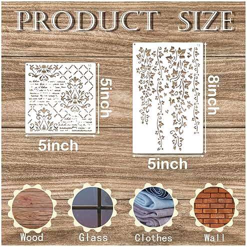 Cubist Mixed Media Layering Stencils for Painting on Wood, Texture Demask Leaf Tree Brick Striped Background Pattern Stencils for Crafts Wall Shoe Cards Canvas Furniture (Texture) - Image 7