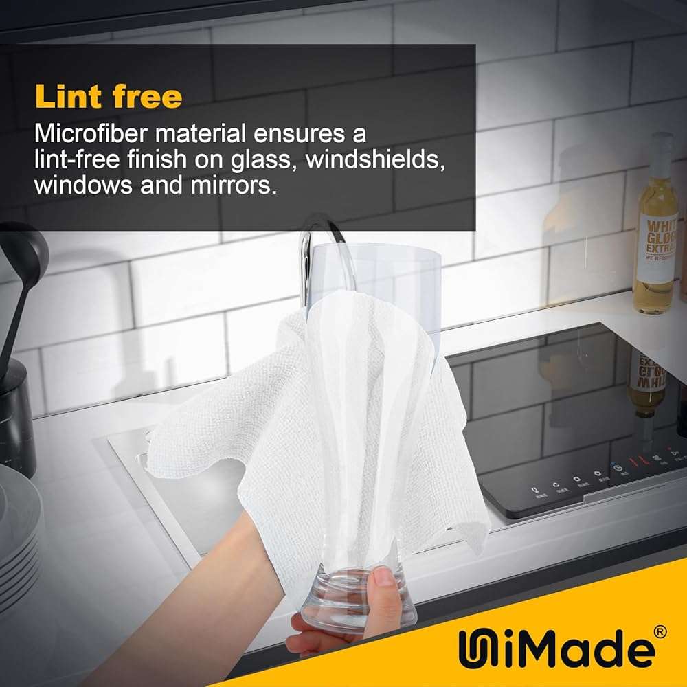 UNIMADE Shop Rags, 100 Sheets Microfiber Cleaning Cloth Commercial Grade Washcloths Lint-Free Bulk Shops Towels for Cars Mechanic Restaurant Garage Housekeeping, 11"x 9", White - Image 4