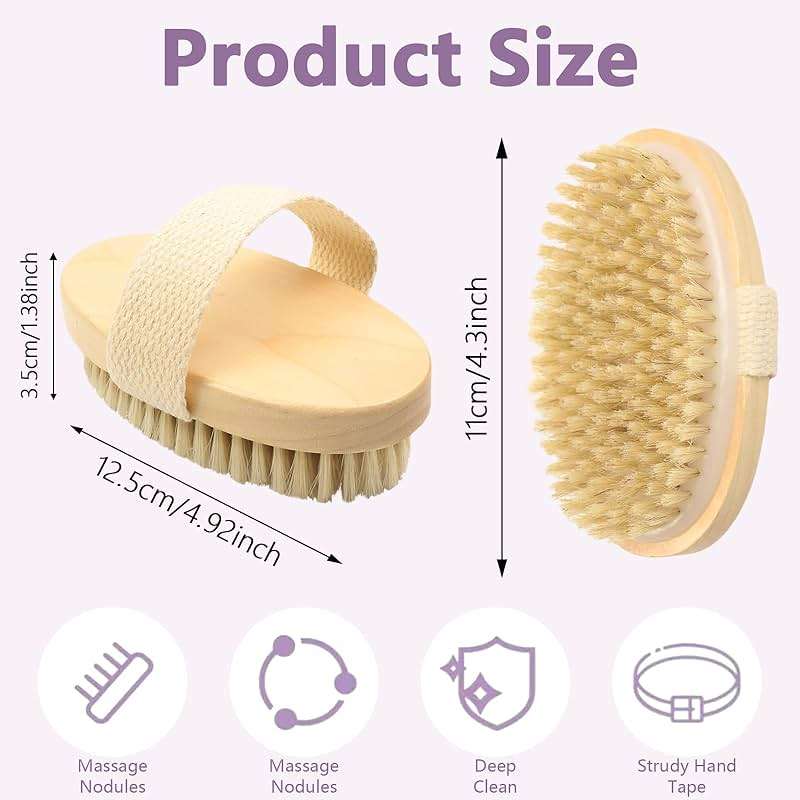 4 Pcs Dry Brushing Body Brush Exfoliating Body Brush Dry Brushing Body Brush for Lymphatic Drainage Back Circulation Improvement Dead Skin Remove Beauty Exfoliator - Image 2
