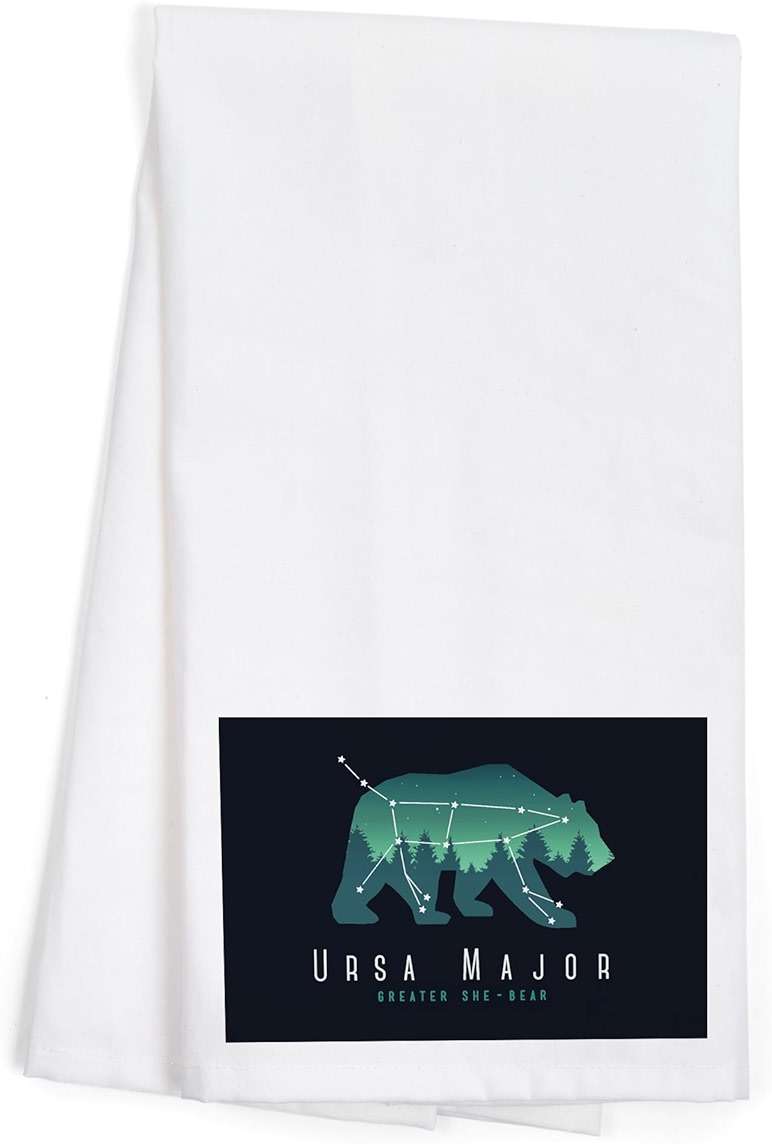 Lantern Press Ursa Major, Constellation Silhouette with Scene, Night Sky (100% Cotton Tea Towel, Decorative Hand Towel, for Kitchen and Home) - Image 1
