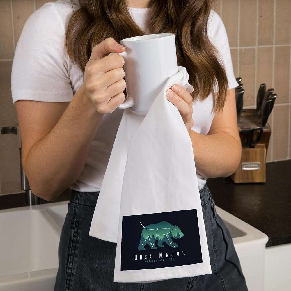 Lantern Press Ursa Major, Constellation Silhouette with Scene, Night Sky (100% Cotton Tea Towel, Decorative Hand Towel, for Kitchen and Home) - Image 2