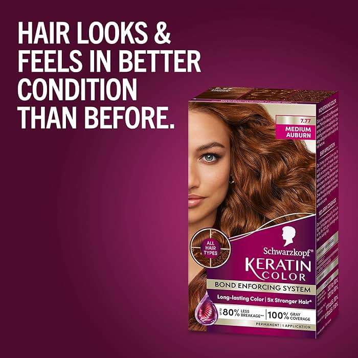 Schwarzkopf Keratin Color Permanent Hair Color, 7.7 Medium Auburn - Professional Quality Permanent Hair Dye, Up to 100% Gray Coverage - 1 Application - Image 5