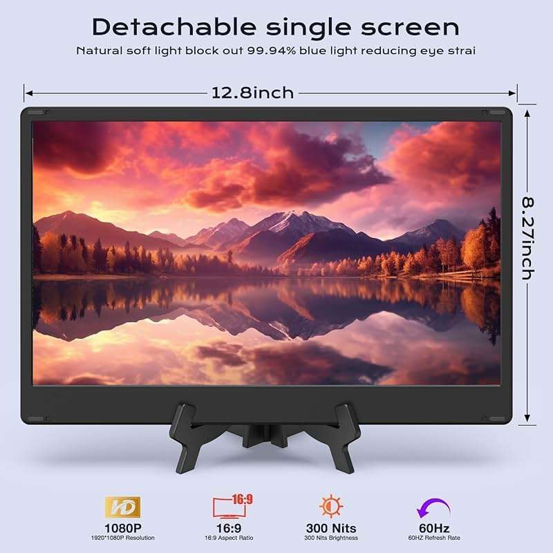 UK BONITOYS Laptop Screen Extender, 14" FHD 1080P Laptop Monitor Extender, Stretchable Base and Detachable Screen, Plug & Play, Triple Screen Extender Compatible with Windows, Mac, Chrome - Image 3