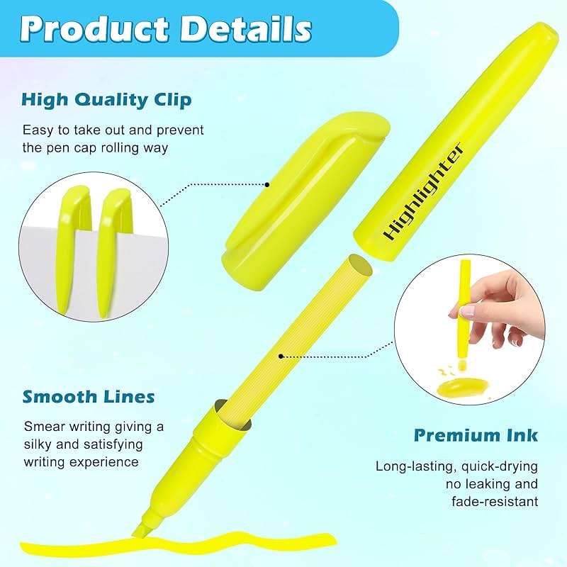 V-Opitos 30 Pack Yellow Highlighters, No Bleed Bright Highlighters with Soft Chisel Tips, Ideal for Office and School Supplies - Image 4