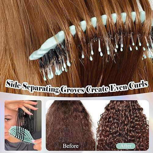 Curl Defining Hair Brush for Curly Hair Fast Blow Drying Styling Hairbrush | Boar Bristle Hair Brush Gentle Detangling for Women Girls Long Wavy Thin Fine Hair Wet Dry Use, Smoothing Hair No Tangle - Image 2