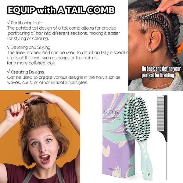 Curl Defining Hair Brush for Curly Hair Fast Blow Drying Styling Hairbrush | Boar Bristle Hair Brush Gentle Detangling for Women Girls Long Wavy Thin Fine Hair Wet Dry Use, Smoothing Hair No Tangle - Image 6