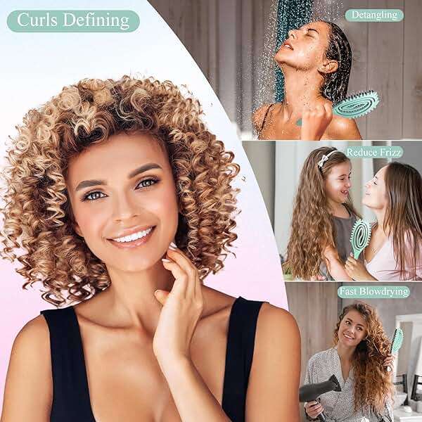 Curl Defining Hair Brush for Curly Hair Fast Blow Drying Styling Hairbrush | Boar Bristle Hair Brush Gentle Detangling for Women Girls Long Wavy Thin Fine Hair Wet Dry Use, Smoothing Hair No Tangle - Image 8