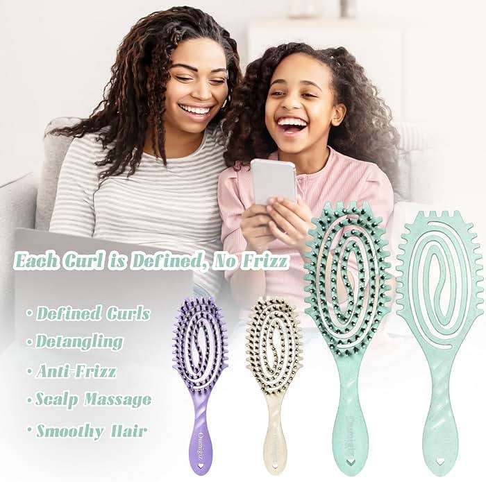 Curl Defining Hair Brush for Curly Hair Fast Blow Drying Styling Hairbrush | Boar Bristle Hair Brush Gentle Detangling for Women Girls Long Wavy Thin Fine Hair Wet Dry Use, Smoothing Hair No Tangle - Image 9