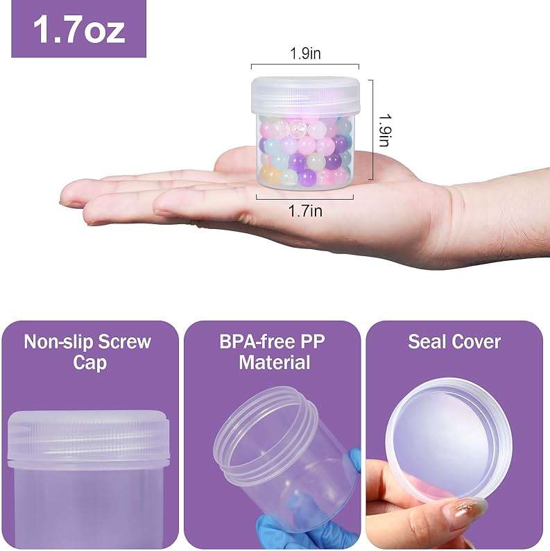 UMETASS TSA Approved Wide Mouth Travel Size Containers, PP Clear Leak Proof Travel Plastic Jars with Lids for Creams Lotion Cosmetic, Jewelry Beads, Sample, Small Items Storage (1.7 oz, 4 Pcs) - Image 2
