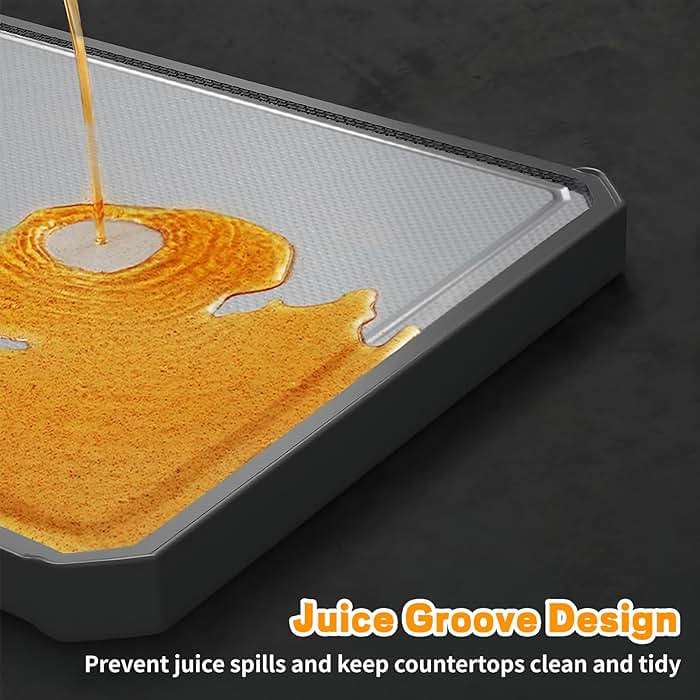 Stainless Steel Cutting Board, Double-Sided Cutting Boards, Large Cutting Boards for Kitchen,Food-Grade, Stainless Steel and Wheat Straw PP, Dishwasher Safe (Large) - Image 5