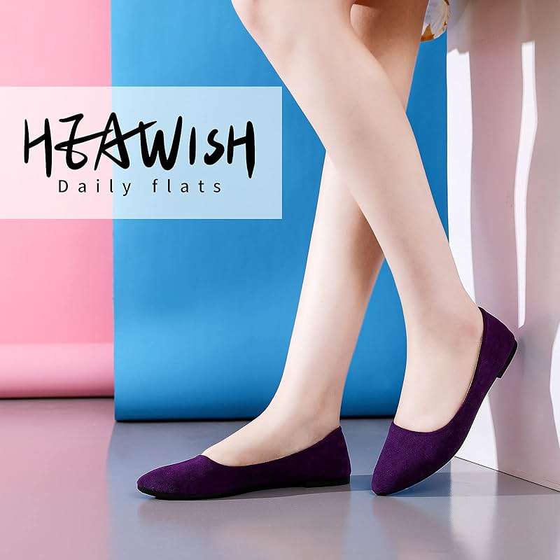 HEAWISH Women’s Black Flats Shoes Comfortable Suede Pointed Toe Slip On Casual Ballet Flats Dress Shoes Nude Flats - Image 2
