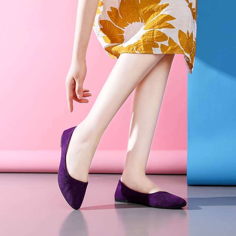 HEAWISH Women’s Black Flats Shoes Comfortable Suede Pointed Toe Slip On Casual Ballet Flats Dress Shoes Nude Flats - Image 6