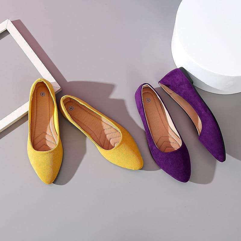 HEAWISH Women’s Black Flats Shoes Comfortable Suede Pointed Toe Slip On Casual Ballet Flats Dress Shoes Nude Flats - Image 7