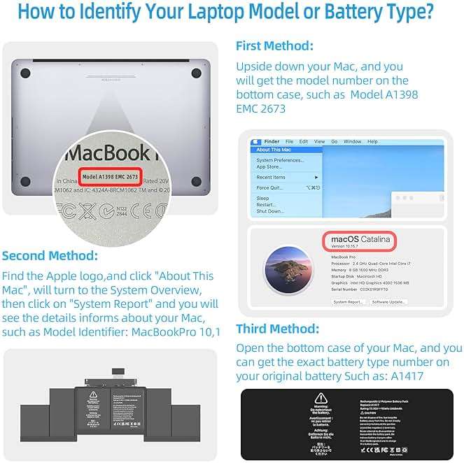 JGTM A1398 A1417 Replacement Battery for MacBook Pro 15 inch Model A1398 EMC 2673 2512 Release Version Early 2013 Mid 2012 Only (Model Identifier: MacBookPro10,1) - Image 5