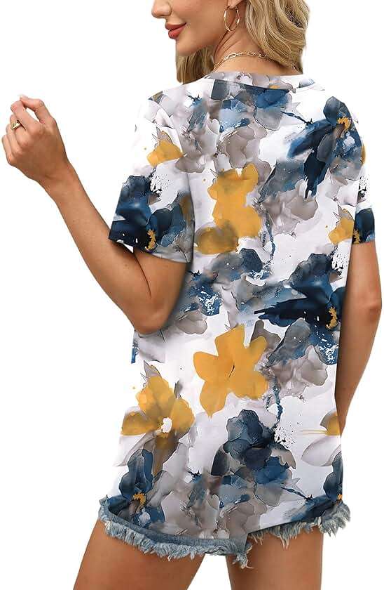 WEESO Womens Tops Summer Short Sleeve V Neck Blouses Business Casual Loose Fit Tshirts Trendy Fashion Outfits - Image 5