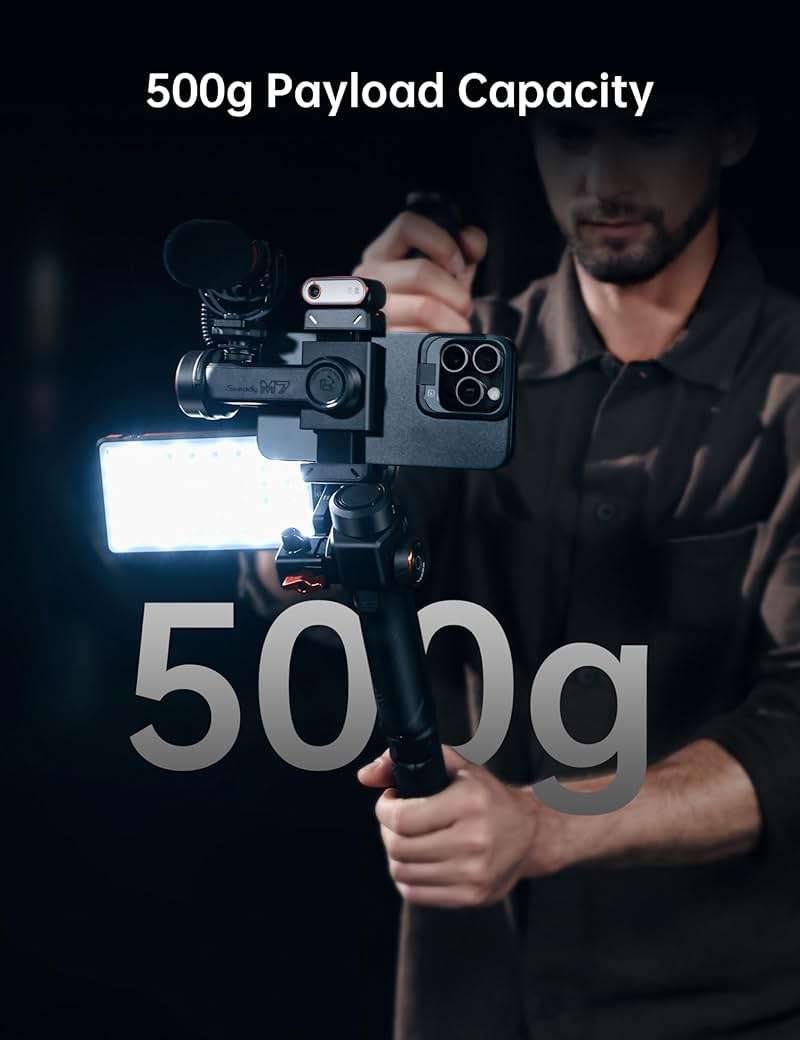 Hohem iSteady M7 Smartphone Gimbal Stabilizer, AI Tracking Sensor with Fill Light, 1.4" Full Color Detachable Touchscreen Remote Control, Built-in Extension Rod, 3-axis Phone Gimbal for iPhone Android - Image 6