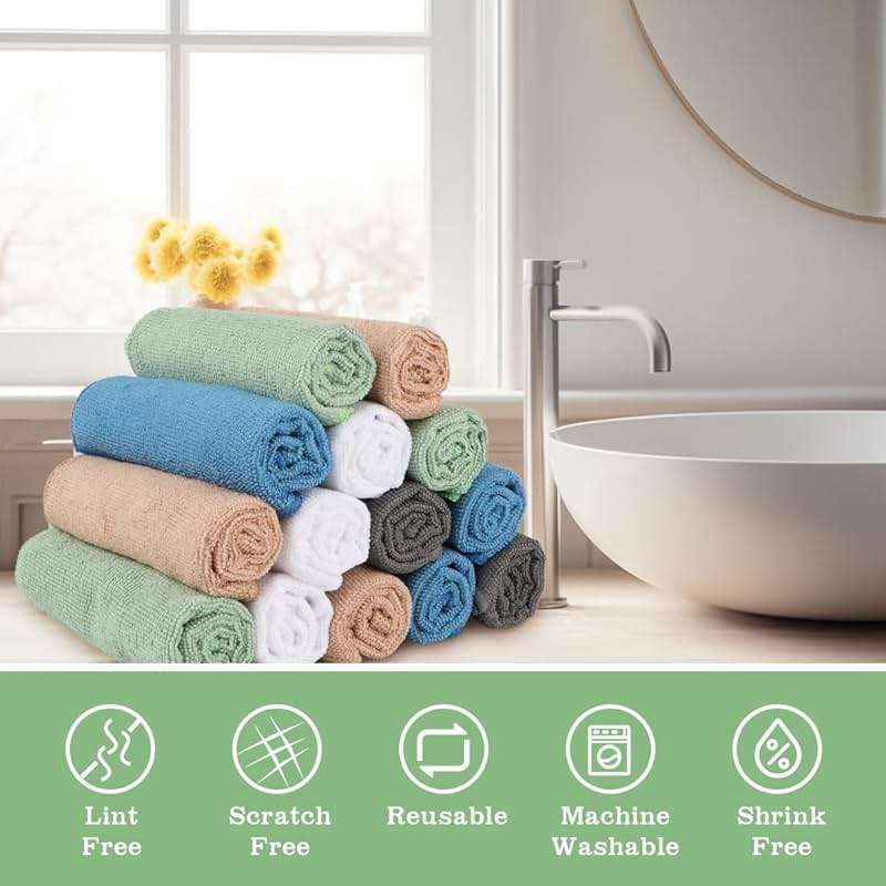 UNIMADE Washcloths Bulk 200 Pack Face Towels (12" x 12"), Highly Soft Wash Cloths and Hand Towels, Fast Drying Multi-Purpose Microfiber Cleansing Cloths for Bathroom, Hotel, Spa, and Salon -Multicolor - Image 6