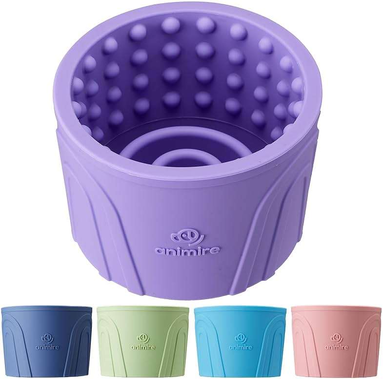 Dog Slow Feeder Lick Bowl, Anxiety Relief Dog Licking Mat Treat Dispenser, Non-Slip Anti-Choking Slow Eating Lick Bowl for Small Medium and Large Breed Dogs, BPA Free Silicone (Purple,M-L) - Image 1