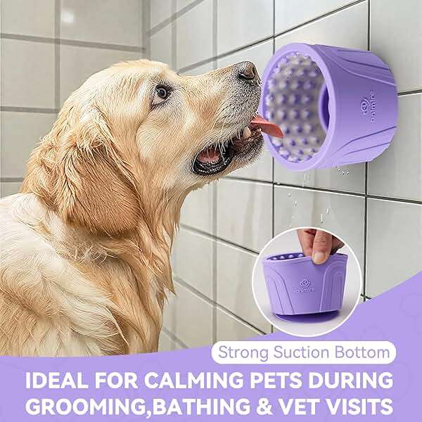 Dog Slow Feeder Lick Bowl, Anxiety Relief Dog Licking Mat Treat Dispenser, Non-Slip Anti-Choking Slow Eating Lick Bowl for Small Medium and Large Breed Dogs, BPA Free Silicone (Purple,M-L) - Image 2