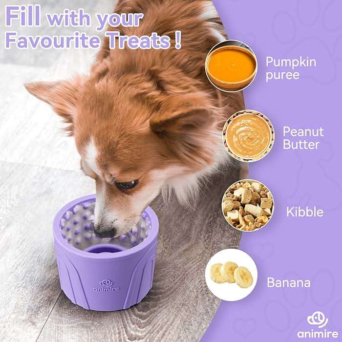 Dog Slow Feeder Lick Bowl, Anxiety Relief Dog Licking Mat Treat Dispenser, Non-Slip Anti-Choking Slow Eating Lick Bowl for Small Medium and Large Breed Dogs, BPA Free Silicone (Purple,M-L) - Image 4
