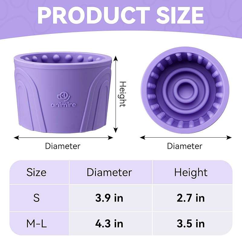 Dog Slow Feeder Lick Bowl, Anxiety Relief Dog Licking Mat Treat Dispenser, Non-Slip Anti-Choking Slow Eating Lick Bowl for Small Medium and Large Breed Dogs, BPA Free Silicone (Purple,M-L) - Image 6