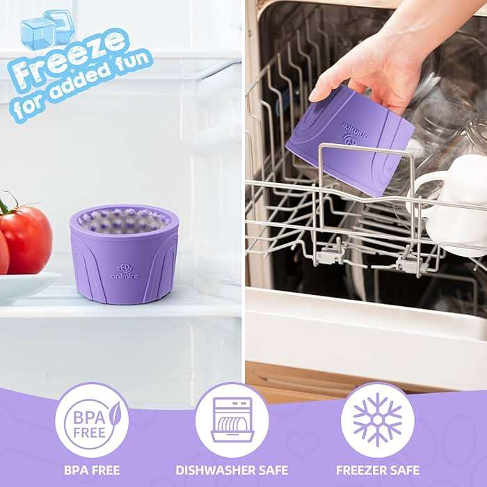 Dog Slow Feeder Lick Bowl, Anxiety Relief Dog Licking Mat Treat Dispenser, Non-Slip Anti-Choking Slow Eating Lick Bowl for Small Medium and Large Breed Dogs, BPA Free Silicone (Purple,M-L) - Image 7