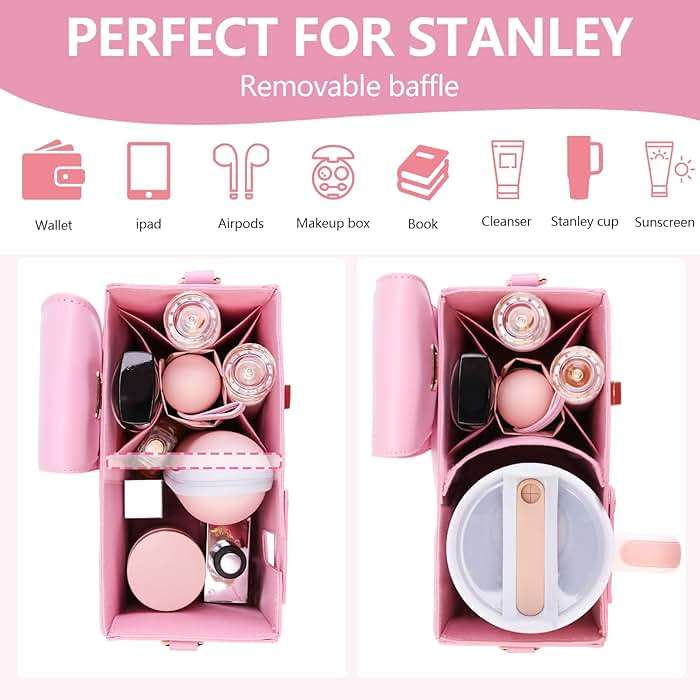 Stanley Purse Cup Holder for 40oz - Portable Crossbody Tumbler Bag with Strap, Water Bottle Carrier for Outdoor Travel - Image 4
