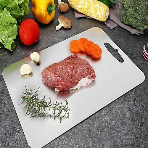 Titanium Cutting Board - 100% Pure Titanium Cutting Boards for Kitchen - Cutting Edge Hygiene & Durability, Cutting Boards for Home Kitchen Cooking (14 inch x 10 inch) - Image 2