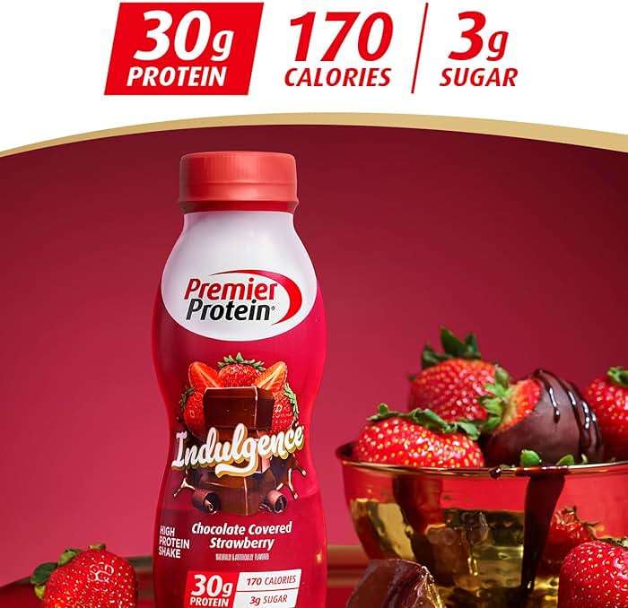 Premier Protein Shake INDULGENCE, Chocolate Covered Strawberry, 30g Protein, 170 Calories, 3g Sugar, 11.5 fl oz, 12 Pack (Packaging May Vary) - Image 3