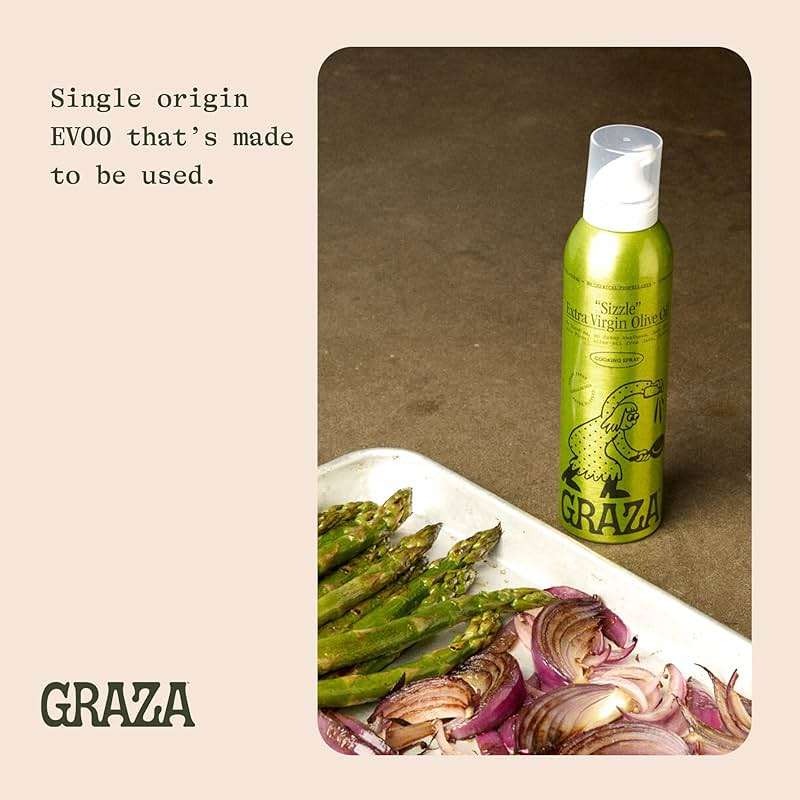Graza Sizzle Extra Virgin Olive Oil Spray, Cooking Oil - High Polyphenol Peak Harvest EVOO Cooking Oil in a Spray Bottle - Single Origin Olive Oils from Spain - 5 Fl Oz - Image 6
