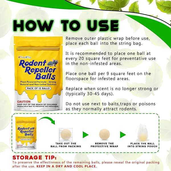 FineFix Moth Balls, 12 Pack Mouse Repellent Balls for Outdoor Use, Natural Rat and Mice Deterrent, Get Rid of Rodents from Garage, RV, Barn, Boat, Garden, and Home - Image 2