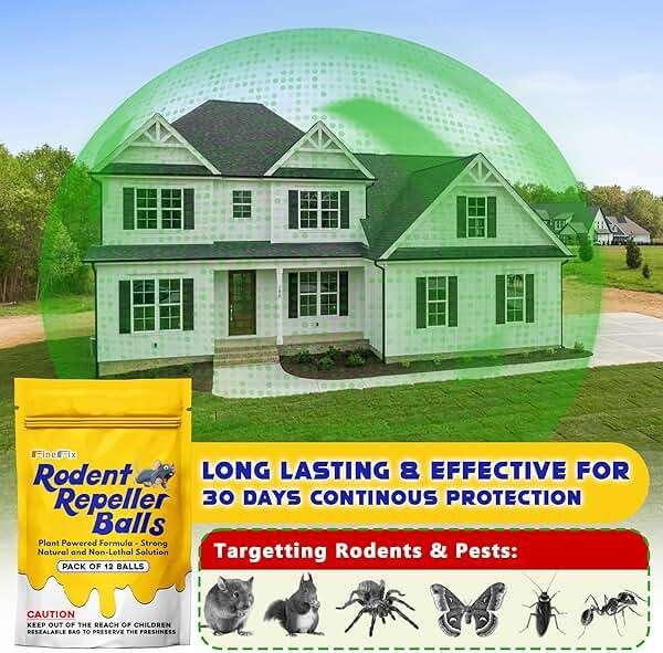FineFix Moth Balls, 12 Pack Mouse Repellent Balls for Outdoor Use, Natural Rat and Mice Deterrent, Get Rid of Rodents from Garage, RV, Barn, Boat, Garden, and Home - Image 6