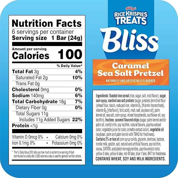 Rice Krispies Treats Bliss Crispy Marshmallow Squares, Snack Bars, Caramel Sea Salt Pretzel (6 Boxes, 36 Bars) - Image 2
