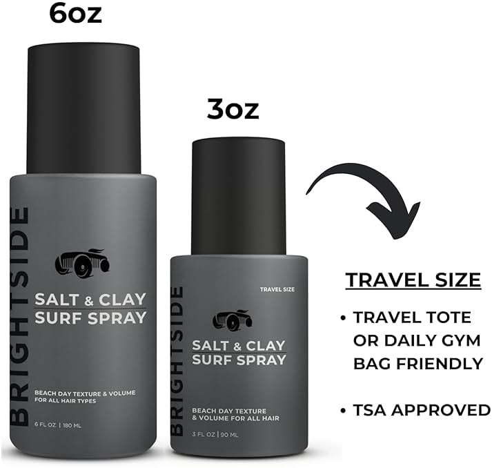 BRIGHTSIDE Salt & Clay Surf Spray - Instant Volume & Texture for Thicker Hair - Natural Sea Salt Spray for Men & Women - Hydrate with Light Hold, Alcohol-Free, Clean ingredients, 3oz Travel Approved - Image 4