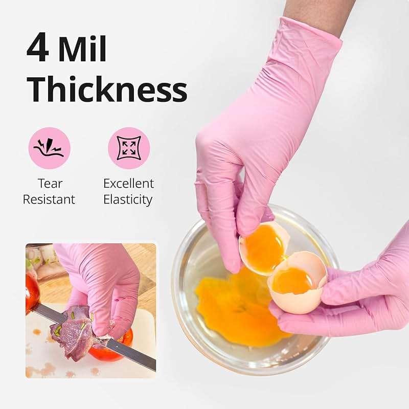 SwiftGrip Nitrile Exam Gloves, 4 Mil, Cherry Blossom, Food Safe Gloves Disposable Latex Free, Powder Free - Image 2